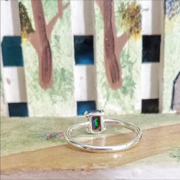 Black Ethiopian Opal Ring - 925 Sterling Silver - Size 5.5 - Picture 8 of 15